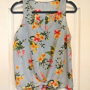 Floral and Striped Tank Top